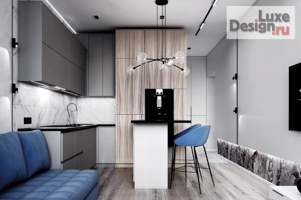 Дизайн интерьера двухкомнатной квартиры "Серые тона в дизайне двухкомнатной квартиры" (фото 1)