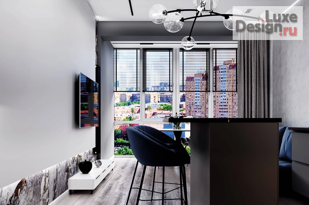 Дизайн интерьера двухкомнатной квартиры "Серые тона в дизайне двухкомнатной квартиры" (фото 2)