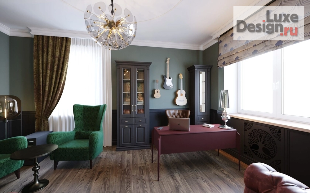 Дизайн интерьера кабинета "ENGLISH CHARACTER Рабочий кабинет" (фото 1)