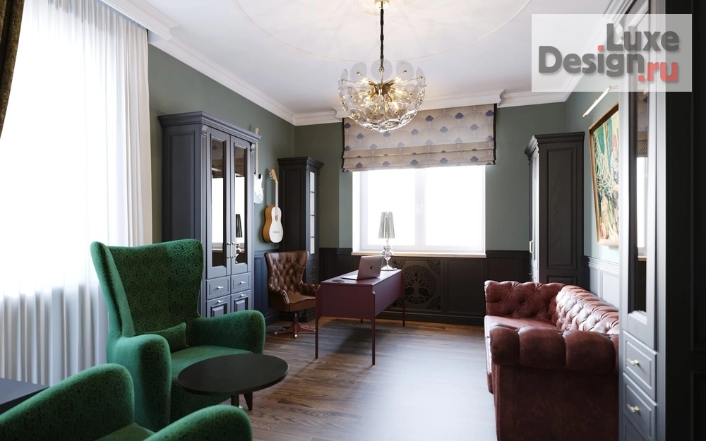 Дизайн интерьера кабинета "ENGLISH CHARACTER Рабочий кабинет" (фото 2)