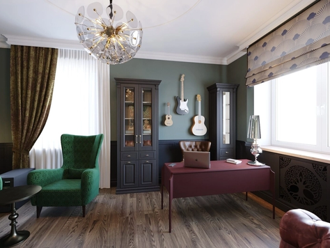 Дизайн интерьера кабинета в Орле "ENGLISH CHARACTER Рабочий кабинет"